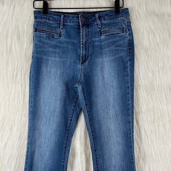Leith Womens High Rise Flare Medium Wash High Rise Denim Jeans Stretch 29 - Picture 2 of 9
